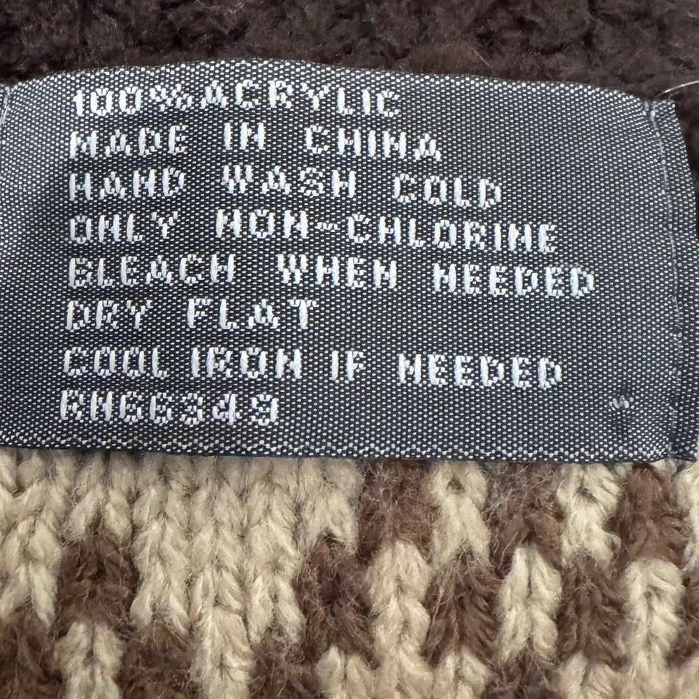 Knit Scarf Brown and Cream Patterned